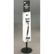 Floor Standing Wet Umbrella Bag Holder W/ Sign Mount, Satin Black