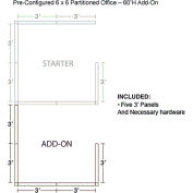 Interion® Pre-Configured Office Cubicle - 6'W x 6'D x 60"H - Add-On Kit - Gray