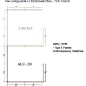 Interion® Pre-Configured Office Cubicle - 6'W x 6'D x 72"H - Add-On Kit - Blue