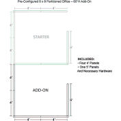 Interion® Pre-Configured Office Cubicle - 8'W x 8'D x 60"H - Add-On Kit - Gray