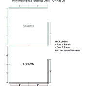 Interion® Pre-Configured Office Cubicle - 8'W x 8'D x 72"H - Add-On Kit - Blue