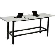 Interion® Standing Height Table With Power, 96"L x 30"W, Gray