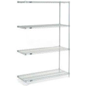 Nexel® 4 Shelf, Nexelate® Silver Epoxy Wire Shelving Unit, Add On, 54"W x 14"D x 54"H