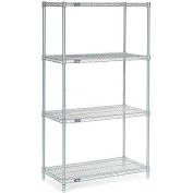 Nexel®, Nexelate®, Époxy argenté, 4 niveaux, Unité de démarrage d’étagères en fil, 24 « L x 18 " P x 63 " H