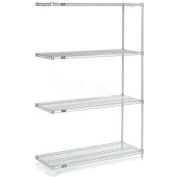 Nexel® 4 Shelf, Nexelate® Silver Epoxy Wire Shelving Unit, Add On, 42"W x 24"D x 63"H