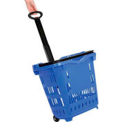 Good L ® Plastic Roller Shopping Basket 40 Litres 18"L x 14"W x 18-1/2 à 35-1/2"H, Bleu, qté par paquet : 10