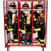 Red Rack Gear Storage Rack Locker, Double Sided/6 Sections, 20"Wx20"Dx72"H, Red, Unassembled
