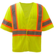 GSS Safety 2007 Standard Class 3 Two Tone Mesh Hook & Loop Safety Vest, Lime, 3XL