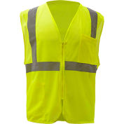 GSS Safety 1001 Standard Class 2 Mesh Zipper Safety Vest, Lime, XL