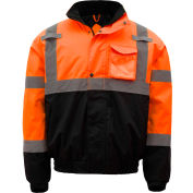 GSS sécurité 8002 classe3 imperméable doublé Quilt Bomber Jacket, Orange/noir, 2XL