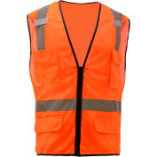 GSS sécurité 1506 polyvalente classe à capuche maille 2 6 poches gilet de sécurité, Orange, Medium