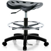 Interion® ESD Polyurethane Tractor Stool With Foot Ring - Black w/ Black Base