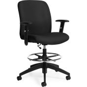 Global™ TruFormMC milieu dos rédaction tabouret avec accoudoir - tissu - noir