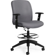 Global™ TruFormMC milieu dos rédaction tabouret avec accoudoir - tissu - ardoise