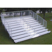 10 Row GTG Aluminum Bleacher with Mid-Aisle & Guardrail, 33' Long, Double Footboard