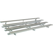 4 Row Universal Low Rise Tip N Roll Aluminum Bleacher, 9' Long, Single Footboard