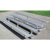 4 Row Universal Low Rise Tip N Roll Aluminum Bleacher, 7-1/2' Long, Single Footboard