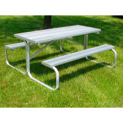 8' Picnic Table w/ Anodized Aluminium Planking and Aluminium Frame, Gray