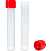 Globe Scientific Self-Standing Transport Tubes, 16x101mm, Red Screwcap, 200 Tube/Bag, 1.000/Case