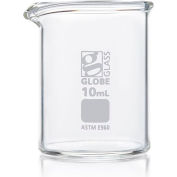 Beaker, Globe Glass, Low Form Griffin Style, ASTM E960, 10mL, 12/Box