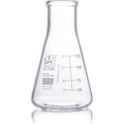 Flacon, Erlenmeyer, Globe Glass, Wide Mouth, Dual Graduations, ASTM E1404, 125mL, 12/Box