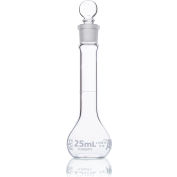 Flacon, volumétrique, bouche large, verre globe, classe A, à contenir (TC), ASTM E288, 25mL, 6/boîte