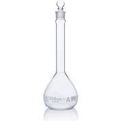 Flacon, volumétrique, bouche large, verre globe, classe A, à contenir (TC), ASTM E288, 250mL, 6/boîte