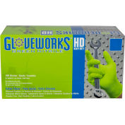 Ammex® GWGN Gloveworks Industrial Grade Texturé Nitrile Gloves, Powder-Free, L, Green, 100/Box