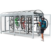 Peapod Mini 8-10 SS / Locking Bike Shelter 14'8"L x 7'5"W - 10 Bike Capacity - Barrel Roof