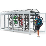 Peapod Mini 8-20 / Locking Bike Shelter 29'1"L x 7'5"W - 20 Bike Capacity - Flat Roof