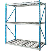 Hallowell Bulk Rack 96"W x 24"D x 123"H Blue Uprights/Platinum Beams 3 Level Starter Unit-Wire Deck