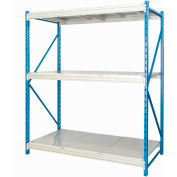 Hallowell Bulk Rack 96"W x 36"D x 123"H Blue Uprights/Platinum Beams 3 Level Starter Unit-Steel Deck