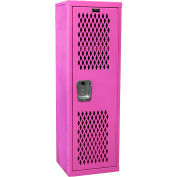 Hallowell® 1-Tier 1 Door Home Team Vented Locker, 15"W x 15"D x 48"H, Bubble Gum, Unassembled