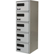 Hallowell® DigiTech 5-Tier 5 Door Phone Locker, 9"L x 12"P x 30-1/2"H, Gris, Assemblé