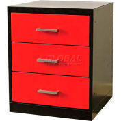 Hallowell FKWP8432 Fort Knox Workbench piédestal-3 tiroir, 18 "x 24 « x 32 », corps noir, portes rouges, échelle 1