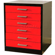 Hallowell FKWP8432-6d-BR-HT Fort Knox Workbench piédestal-6 tiroir, 18 "x 24 « x 32 », un corps noir, portes rouges