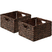 Seville Classic Pliable Cube Tissé à la main Panier de rangement 2 Pack, Moka