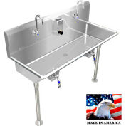 BSM Inc. Stainless Steel Sink, 2 Station w/Knee Operated Faucets Straight Legs 48" L X 20" W X 8" D