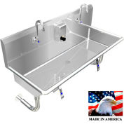 BSM Inc. Stainless Steel Sink, 2 Station w/Knee Operated Faucets Round Tube Mounted48"L X 20"W X 8"D