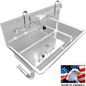 BSM Inc. Commercial Stainless Steel Sink, 2 Users w/Manual Faucets, Wall Mounted 36"L X 20"W X 8"D