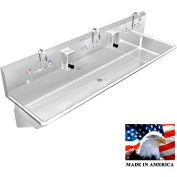 BSM Inc. Stainless Steel Sink, 3 Station w/Manual Faucets, Wall Brackets 60"L X 20"W X 8"D