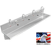 BSM Inc. Stainless Steel Sink, 4 User w/Electronic Faucets, Wall Brackets 80" L X 20" W X 8" D