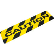 Heskins "Caution" Anti Slip Stair Tread, Black/Yellow, 6" x 24"