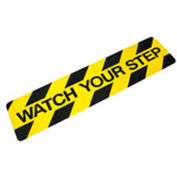 Heskins "Watch Your Step" Anti Slip Stair Tread, Black/Yellow, 6" x 24"