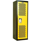 Hallowell 1 Door Home Team Ventilated Locker, 15"Wx15"Dx48"H, Black/Yellow, Unassembled