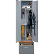 Hallowell Emergency Response All-Welded Equipment Locker W/Drawer, 24"Wx24"Dx72"H, Drk Gry,Assembled