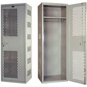 Hallowell SecurityMax® Welded Ventilated Locker, 24"Wx22"Dx72"H, Light Gray, Assembled