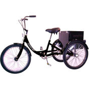 Husky BicyclesT-124 Tricycle industriel, capacité de 500 lb, roues de 24 po, comprend armoire, noir