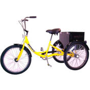 Husky Bicycles T-124 Industrial Tricycle, 500 Lb. Capacity, 24" Wheels, Includes Cabinet, Yellow