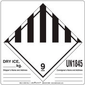 LabelMaster® Étiquettes w/ « UN1845 Dry Ice » Print, 6"L x 6"W, White &Black, Roll of 500